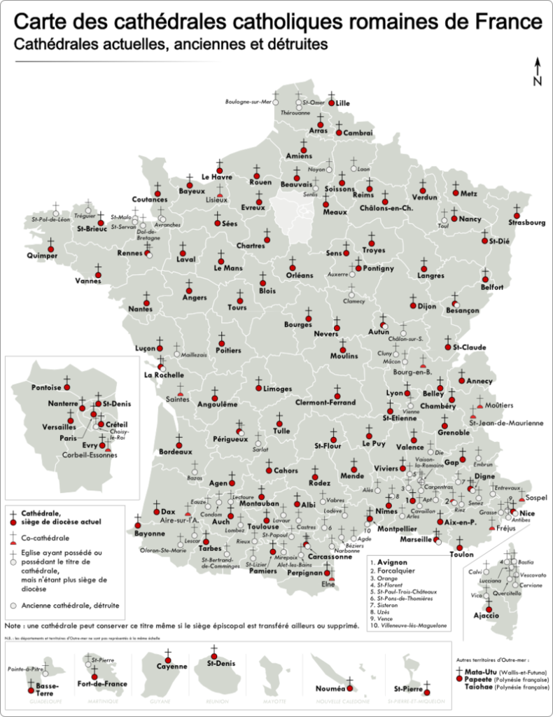 Carte des cathédrales en France