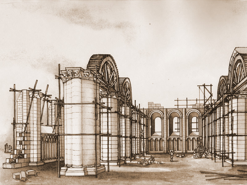 La reconstruction de l'église romane