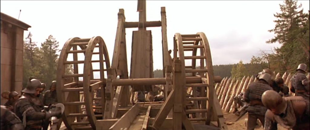 Scène du film Jeanne d'Arc : un trébuchet