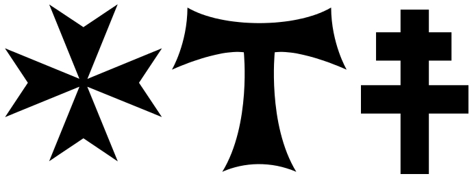 croix de malte, en tau et de Lorraine