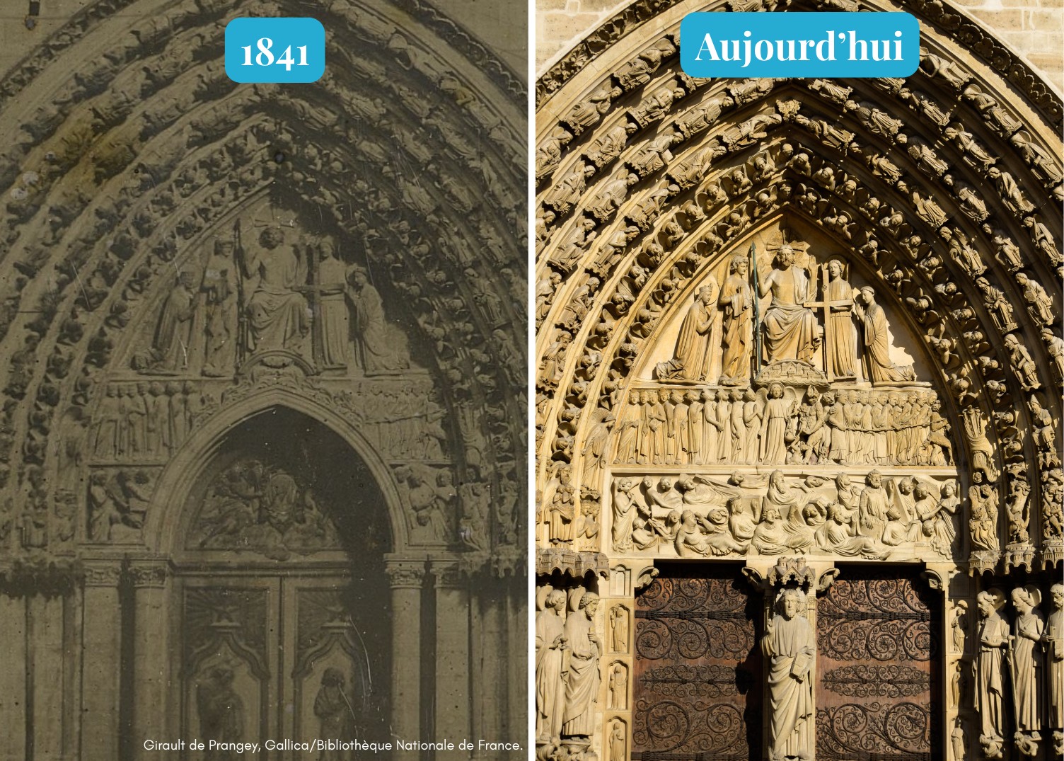 Portail du Jugement Dernier de la cathédrale Notre-Dame de Paris, vers 1230 et restauré au XIXe siècle